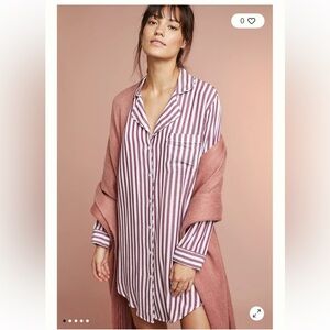 Rails Striped Pajama Shirt in Pink and White